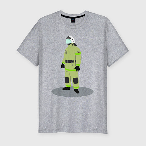 Мужская slim-футболка Пожарный МЧС России / Меланж – фото 1