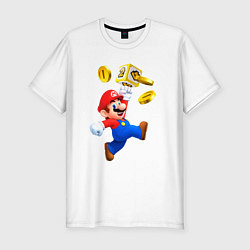 Мужская slim-футболка Марио сбивает монетки