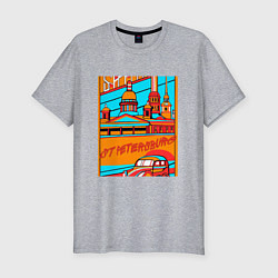 Мужская slim-футболка Санкт-Петербург в стиле плаката 30-х годов