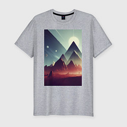 Мужская slim-футболка Геометрические горы