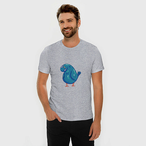 Мужская slim-футболка Инакомыслящий голубь / Меланж – фото 3