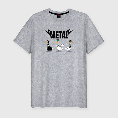 Мужская slim-футболка Гуси metal / Меланж – фото 1