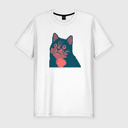 Мужская slim-футболка Vintage pixel cat