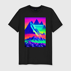 Мужская slim-футболка Неоновые горы