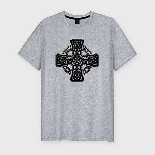 Мужская slim-футболка Кельтский крест / Меланж – фото 1