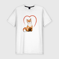 Мужская slim-футболка Милая пушистая лисичка кицунэ