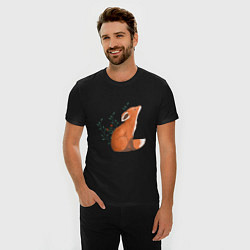 Футболка slim-fit Лисица и листики, цвет: черный — фото 2