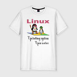 Мужская slim-футболка Линукс пингвин система