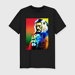Мужская slim-футболка Salvador Dali and lion
