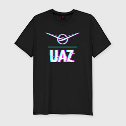 Мужская slim-футболка Значок UAZ в стиле glitch