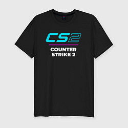 Мужская slim-футболка Символ Counter Strike 2 в неоновых цветах