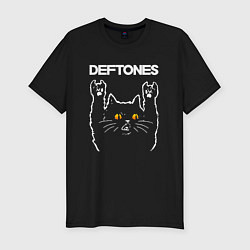 Мужская slim-футболка Deftones rock cat