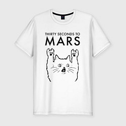 Футболка slim-fit Thirty Seconds to Mars - rock cat, цвет: белый