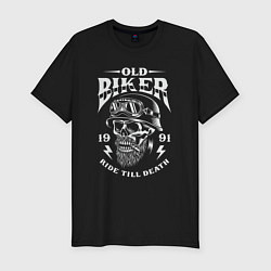 Мужская slim-футболка Старый байкер