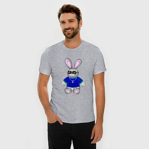 Мужская slim-футболка Кролик с цепочкой / Меланж – фото 3