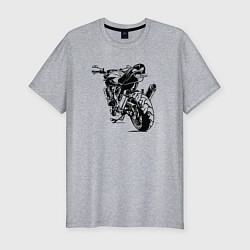 Мужская slim-футболка Мотоцикл силуэт