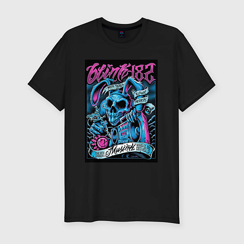 Мужская slim-футболка Blink 182 рок группа / Черный – фото 1