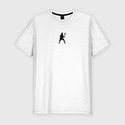 Мужская slim-футболка Черный силуэт теннисиста