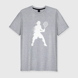 Мужская slim-футболка Белый силуэт теннисиста