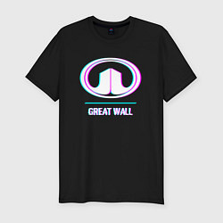 Футболка slim-fit Значок Great Wall в стиле glitch, цвет: черный