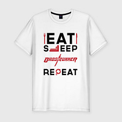 Мужская slim-футболка Надпись: eat sleep Ghostrunner repeat