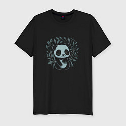 Мужская slim-футболка Панда в ветвях