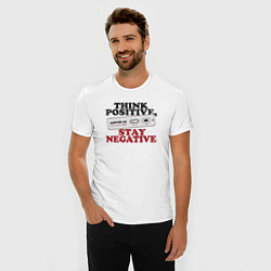 Футболка slim-fit Think positive stay negative, цвет: белый — фото 2