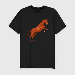 Футболка slim-fit Англо-арабская лошадь, цвет: черный