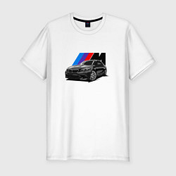 Мужская slim-футболка BMW на фоне m performance