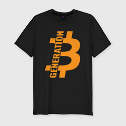 Мужская slim-футболка Поколение биткоин