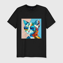 Мужская slim-футболка Кот в темных очках Пикассо