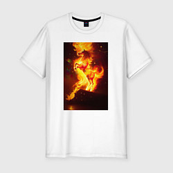 Мужская slim-футболка Фантастический огненный конь