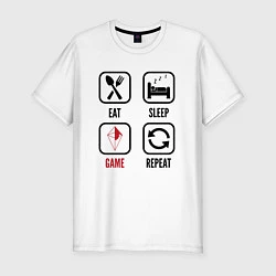 Футболка slim-fit Eat - sleep - No Mans Sky - repeat, цвет: белый