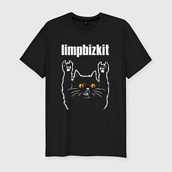 Мужская slim-футболка Limp Bizkit rock cat