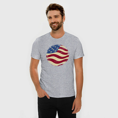 Мужская slim-футболка Flag USA / Меланж – фото 3