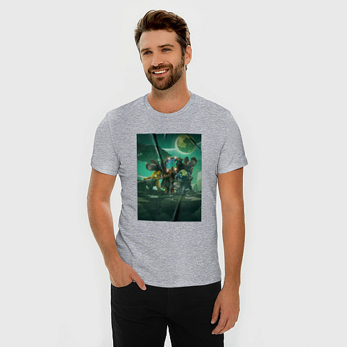 Мужская slim-футболка Deep Rock Galactic на поверхности / Меланж – фото 3