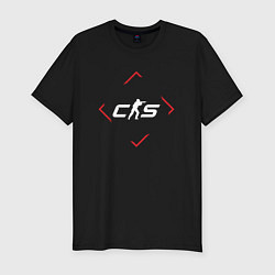 Мужская slim-футболка Символ Counter-Strike 2 в красном ромбе