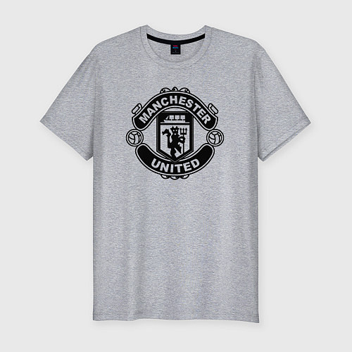 Мужская slim-футболка Manchester United black / Меланж – фото 1