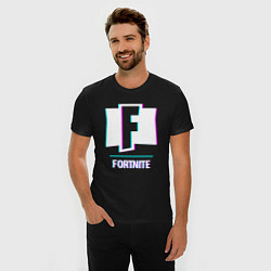 Футболка slim-fit Fortnite в стиле glitch и баги графики, цвет: черный — фото 2