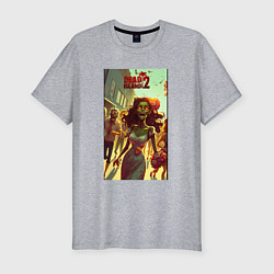 Мужская slim-футболка Зомби девушка