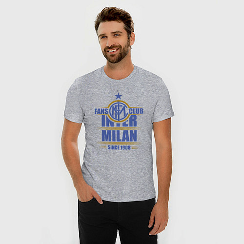 Мужская slim-футболка Inter Milan fans club / Меланж – фото 3