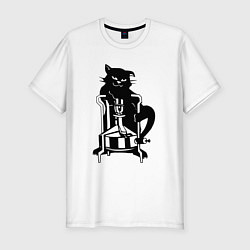 Мужская slim-футболка Кот Бегемот на примусе