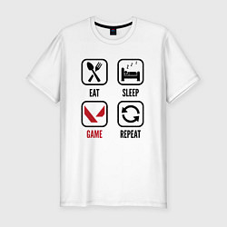 Мужская slim-футболка Eat - sleep - Valorant - repeat
