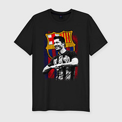 Мужская slim-футболка Левандовски Барселона