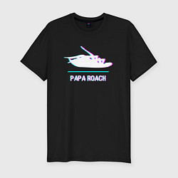 Мужская slim-футболка Papa Roach glitch rock