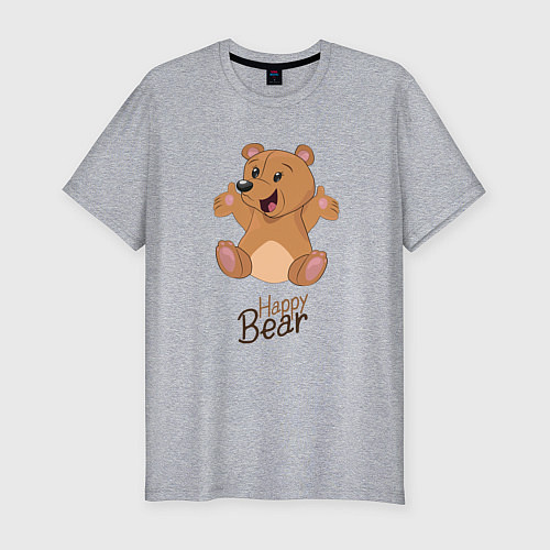 Мужская slim-футболка Bear happy / Меланж – фото 1