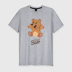 Мужская slim-футболка Bear happy