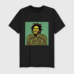 Мужская slim-футболка Боб Марли 2D граффити эффект
