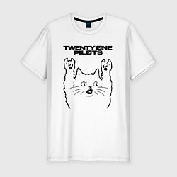 Футболка slim-fit Twenty One Pilots - rock cat, цвет: белый