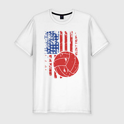 Футболка slim-fit Волейбол США, цвет: белый